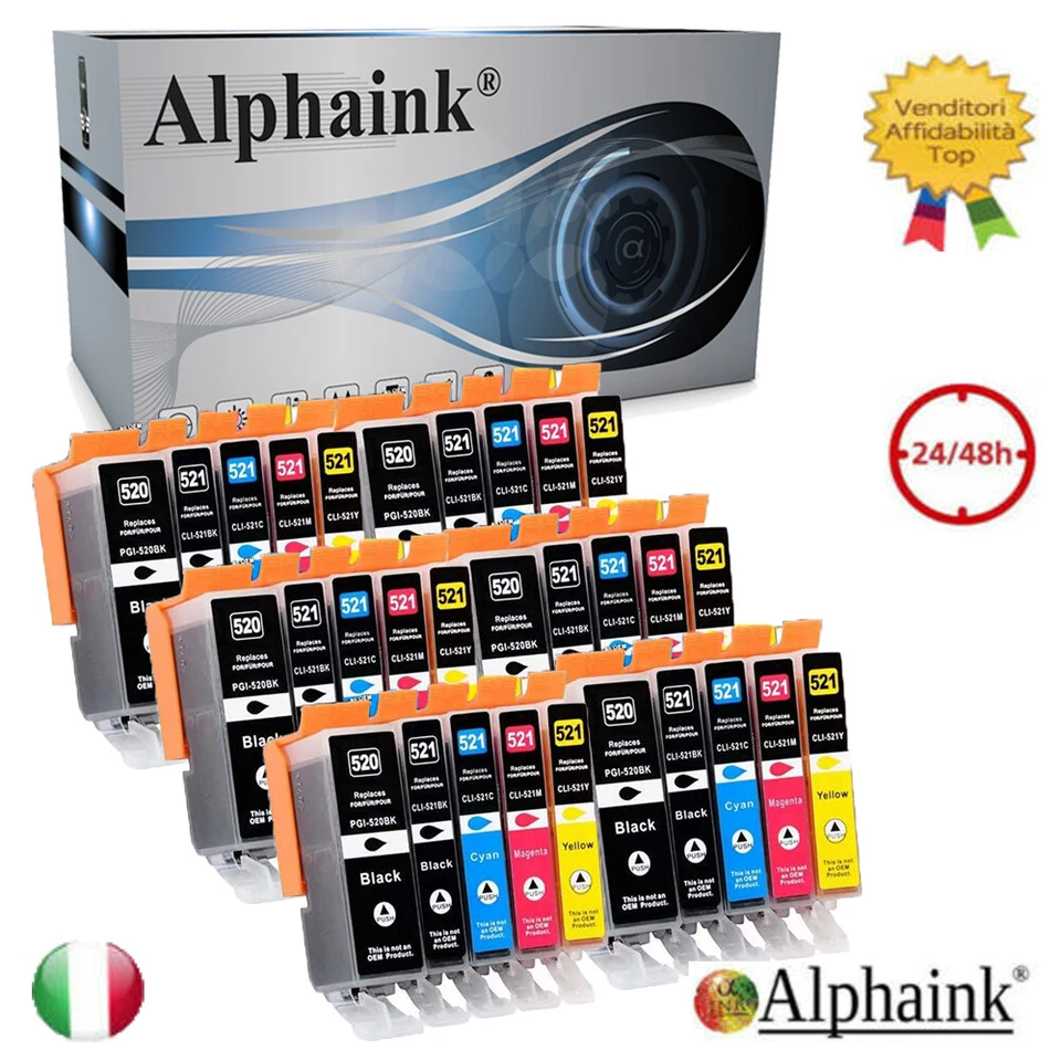 ALPHAINK 30 CARTUCCE PER CANON PIXMA IP3600 IP4600 IP4700 MP540 MP550 MP620 MP640 IP4680