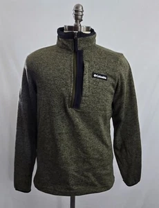 Columbia Quarter Zip Pullover Mens Size Small Green Outdoor Sweatshirt  - Picture 1 of 9