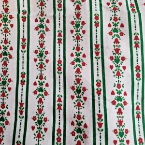 Vintage Blumen Herz Streifen Flanell Stoff weiche Baumwolle rot & grün 44" breit x 2 yd - Bild 1 von 4
