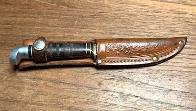 WESTERN L48B Vintage Fixed Blade Hunting Knife Boulder CO Leather Sheath USA - Image 1 of 4