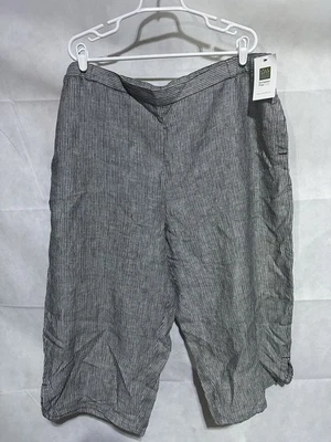 Coldwater Creek European FLAX Lino 2X Rayas Pierna Ancha Pantalones Cortos Bolsillo NUEVO Foto 1 de 4