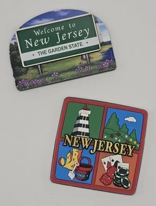 Set of 2 New Jersey Souvenir Magnets – Garden State Welcome Sign & Icon Collage - Picture 1 of 6