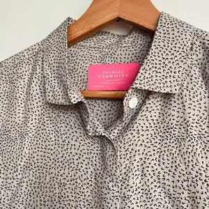 Camisa Charles Tyrwhitt Mezcla Seda Talla 10 Botones Manga Larga Ropa de Carrera Oficina - Imagen 1 de 7