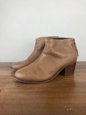 Botines Toms Leila Cuero Marrón Borla Cremallera Trasera Tacón Bloque Para Mujer Talla 9.5 Foto 1 de 4