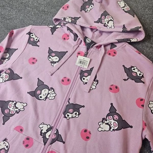 NWT Kuromi Women's Zip Up Hoodie Size Medium Sanrio Bioworld Allover Print - Picture 1 of 7