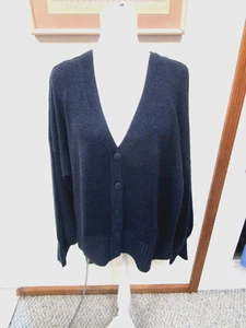 SONOMA-HEATHER BLUE-LONG SLEEVE-V-NECK-BUTTON UP-CARDIGAN-SIZE-XL-NWT - Picture 1 of 4