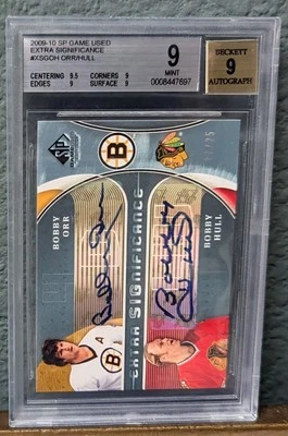 BGS 9-2009-10 SP Game Used Extra Significance Beckett Orr/Hull Auto Number 17/25 - Image 1 of 4