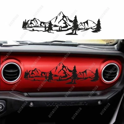 Calcomanía para tablero de instrumentos Jeep Wrangler 2018-25 guantera escena de montaña pegatina de vinilo Foto 1 de 4