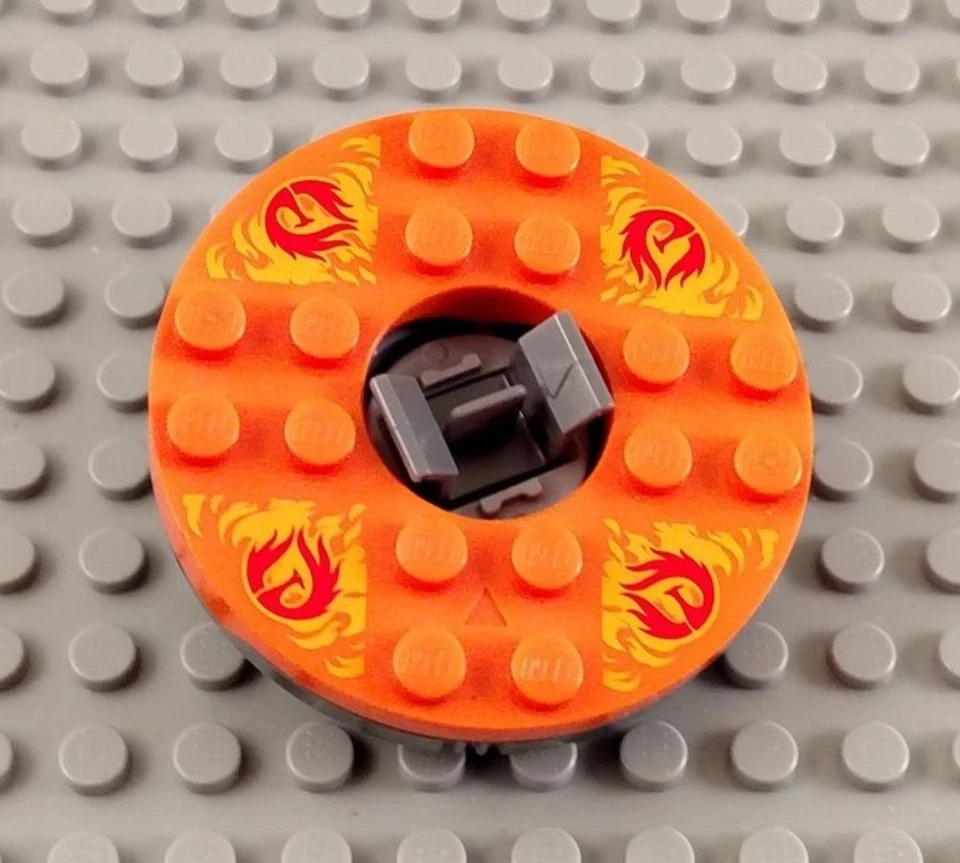 LEGO Orange Ninjago Minifigure Spinner Piece with Red and Yellow Flames - Image 1 of 1