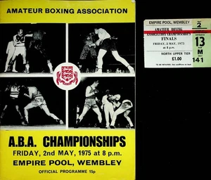 Programa de la Asociación de Boxeo Amateur 1975 de colección ABA Wembley boxeadores McEwan Raf - Imagen 1 de 6