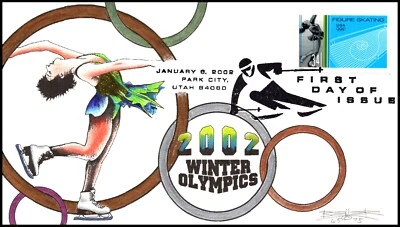 Scott 3555 34 Cents Figure Skating Beller Hand Painted FDC 65 Of 75 - Image 1 of 2