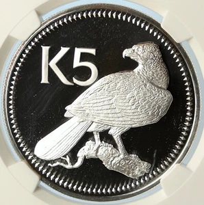 1976 PAPUA NEW GUINEA w PAPUAN Harpy EAGLE Proof Silver 5 Kina Coin NGC i101499 - Picture 1 of 5