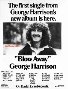 1979 George Harrison "Blow Away" Song Release Music Industry Promo Reprint Ad - Picture 1 of 1
