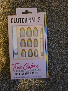 Clutch Nails True Colors 24 Reusable Almond Rainbow Tip Fake Nails - Picture 1 of 3