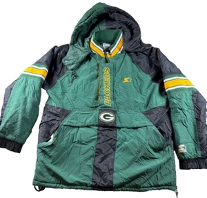 Vintage Green Bay Packers Jacke Starter NFL Pro Line Herren Medium Puffer 1/2 Zip - Bild 1 von 11