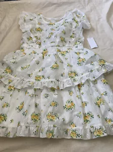 Vestido floral con ojales amarillos Knit Works para niñas talla 7 nuevo con etiquetas - Imagen 1 de 4