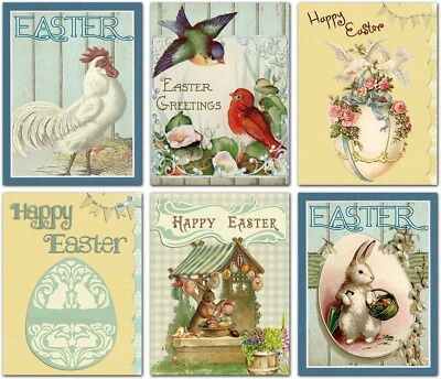 Vintage Charm Easter Cards-Blank Inside with Envelopes-5.5"x4.25"-12 Pack - Image 1 of 4