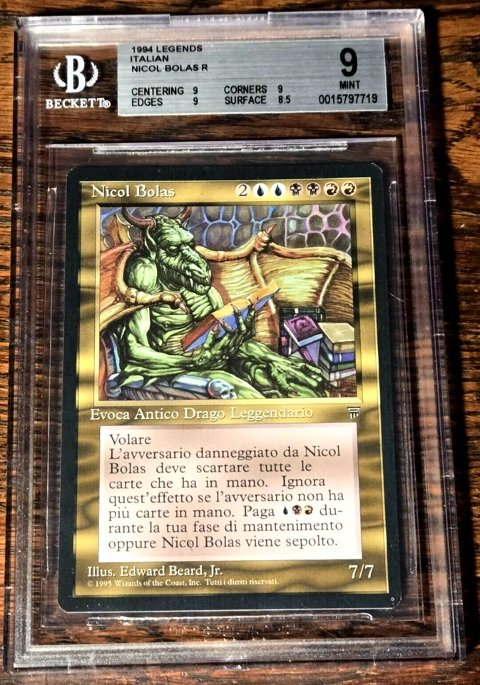 Nicol Bolas BGS 9 Legends Italian FBB MINT MTG with Iconic Vintage Art - Image 1 of 3