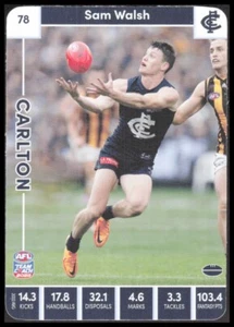 AFL 2023 Team Coach Carlton Sam Walsh 78 18 Football Trading Card CB-1-1-C-16 - Picture 1 of 8