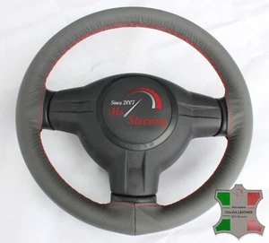 FOR GMC JIMMY 80-87 GREY LEATHER STEERING WHEEL COVER, CLOSED EDGES, RED STIT - Imagen 1 de 6