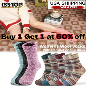 2 Paar Winter Merino Lammwolle strapazierfähige Thermo Stiefel Socken für Damen Mädchen - Bild 1 von 28