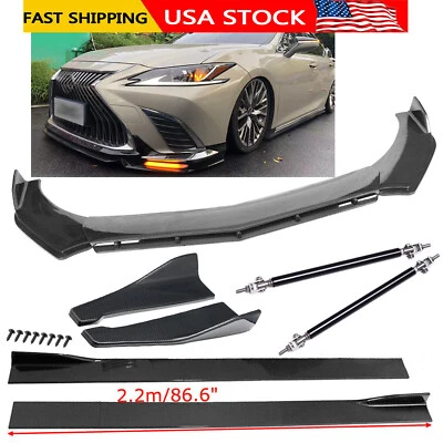 Carbon Fiber Front Bumper Lip Side Skirt Strut Rods For LEXUS ES250 ES300 ES350 Foto 1 de 4