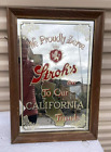 Miroir à cadre en bois publicitaire vintage bière paille California Friends 21x15 po