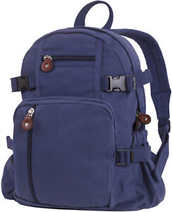Mini Vintage Canvas Backpack, Military Camo Compact School Bag