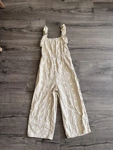 Old Navy Ruffle-Trim Linen-Blend Jumpsuit for Girls size S (6-7) - Picture 1 of 6