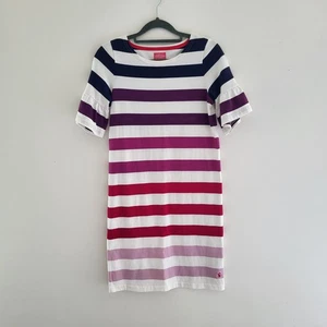 JOULES Dress Stripe Nautical Preppy Size 2 Small Tshirt Dress Ruffle Sleeve - Picture 1 of 8