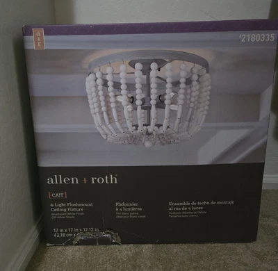 Allen + Roth Cait 4-Light Flushmount L White Shade Flush Mount Light #2180335 - Image 1 of 4