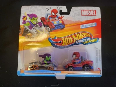 Paquete de 2 Hot Wheels Racer Verse 2024 Marvel Green Goblin & Spide-Man nuevo casi como nuevo Foto 1 de 2