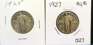 1925 & 1927 Silver Standing LIBERTY Quarters (Two) for the same price - Picture 1 of 2