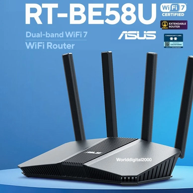 ASUS RT-BE58U WiFi 7 BE3600 AiMesh Extendable Router 4K-QAM MLO AI Detection