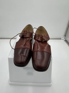 Vintage Laura Leigh Mule Brown Sandals Heels Made I. Italy Leather 7 M Two Tone - Picture 1 of 6