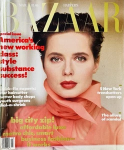 HARPERS BAZAAR - March 1989 ISABELLA ROSSELLINI - Carre Otis - VOGUE supermodels - Picture 1 of 24