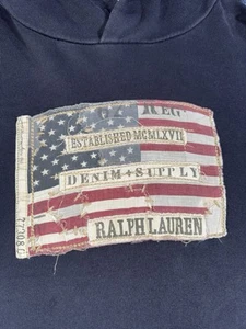 Suéter Ralph Lauren Denim & Supply Para Hombre Grande Sudadera con Capucha Parche Bandera EE. UU. Azul - Imagen 1 de 12