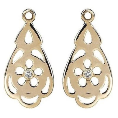 PANDORA  14K GOLD DIAMOND FLOWER EARRINGS 250411D RARE RETIRED - Image 1 of 4