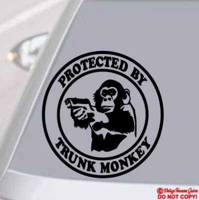 PROTEGIDO POR TRONCO MONO VINILO CALCOMANÍA COCHE VENTANA TRASERA PARACHOQUES PEGATINA JDM Foto 1 de 2