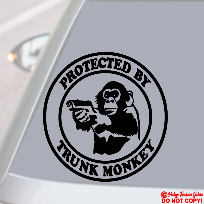 PROTEGIDO POR TRONCO MONO VINILO CALCOMANÍA COCHE VENTANA TRASERA PARACHOQUES PEGATINA JDM Foto 1 de 2