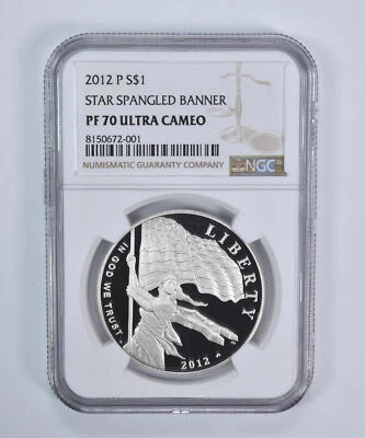 2012-P Star Spangled Banner Commemorative Dollar PF70 UCAM NGC Brown Label - Image 1 of 4