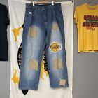 Pantalon en denim jean UNK NBA Los Angeles Lakers taille 38 x 31,5 vintage RARE Y2K vintage