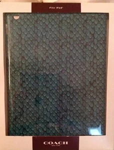 COACH 'Snakeskin' iPad Molded Hard Plastic Tablet Cover Emerald Green - Picture 1 of 3
