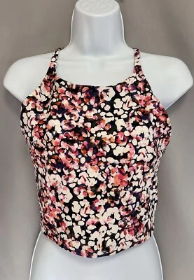 Sujetador deportivo Old Navy Active Longline mediano Powersoft soporte ligero rosa floral Foto 1 de 4