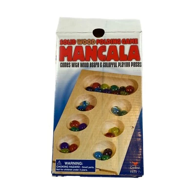 Mancala Solid Wood Strategy Board Game with Gem Stones Cardinal Games Vintage - Image 1 of 3