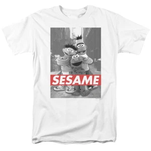 Sesame Street Sesame T Shirt Mens Licensed Classic TV Elmo Burt Ernie White - Picture 1 of 2