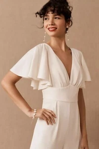 BHLDN Sachin & Babi Women's Ivory Emmie Satin Jumpsuit Sz 6 - Picture 1 of 3