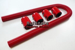 Kit de manguera de refrigerante de radiador de acero inoxidable rojo 48" tapa de extremo de aluminio Street Hot Rod GM - Imagen 1 de 1