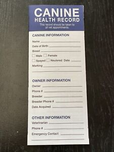 Canine(Dog/Puppy) Health Vaccinations Deworming Records (10 Pack)