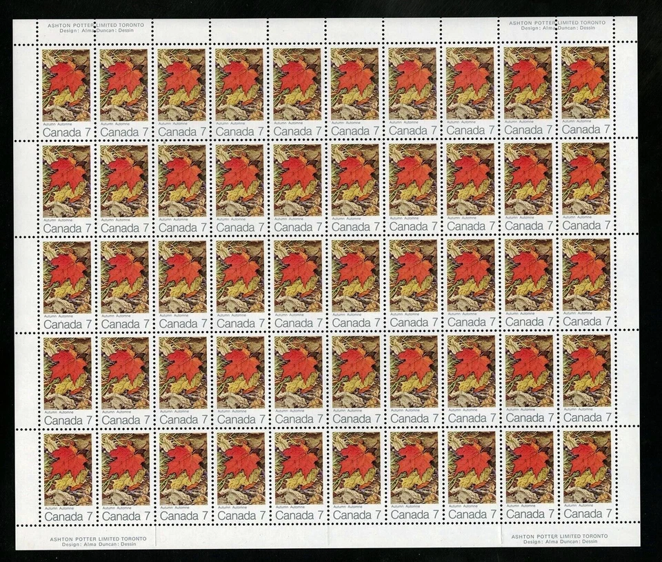 Canada Stamps — Full Pane of 50 — 1971, Autumn Maple Leaf #537 — MNH - Image 1 of 1